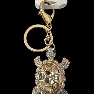 Gold Turtle‎ Keychain & Bag Charm Accessory with Crystals NWT